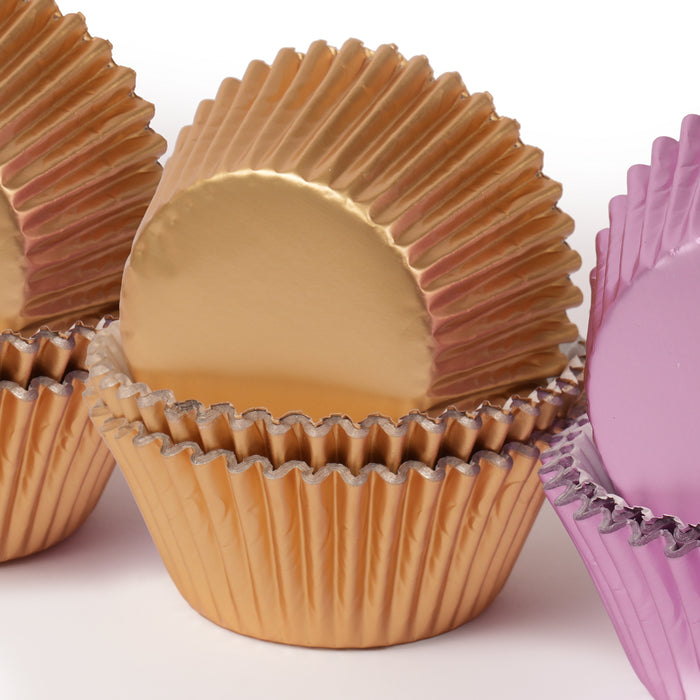 Medium SOFT GOLD Foil Baking Cups (50 pack) - 44mm Base