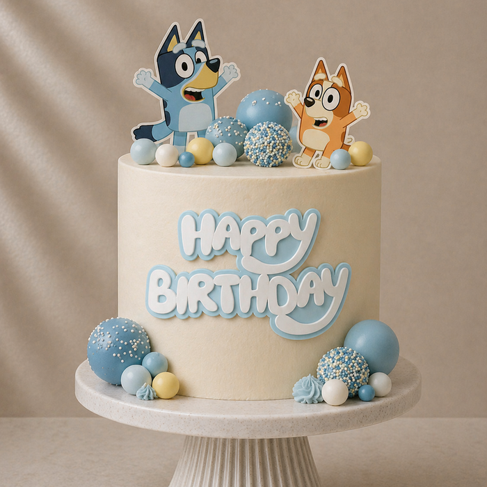 Happy Birthday Acrylic Cake Fropper Blue