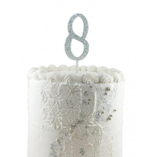 Cake Topper Acrylic Glitter 2.5mm Silver #8