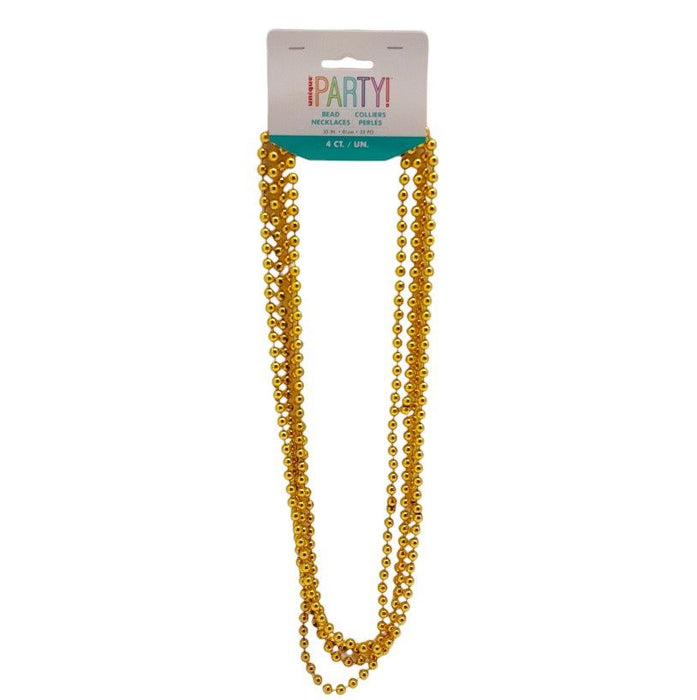Shiny Gold Chain 4pc Bead Necklace