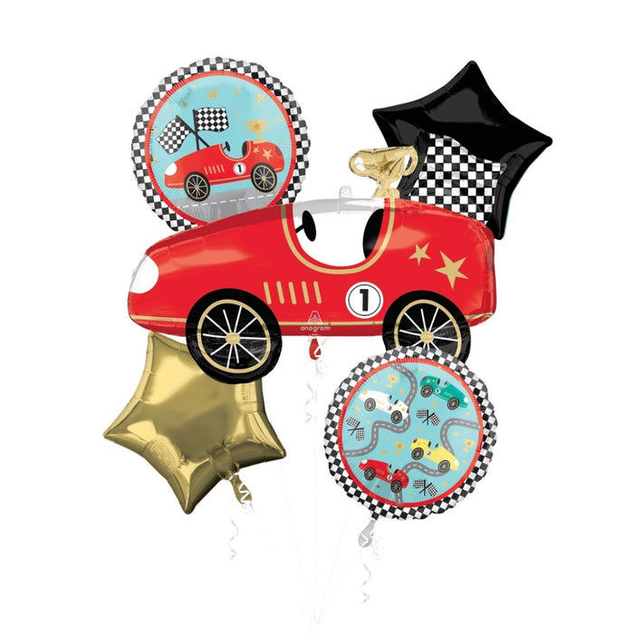 Cartoon Race Cars Foil Helium Balloon Bouquet