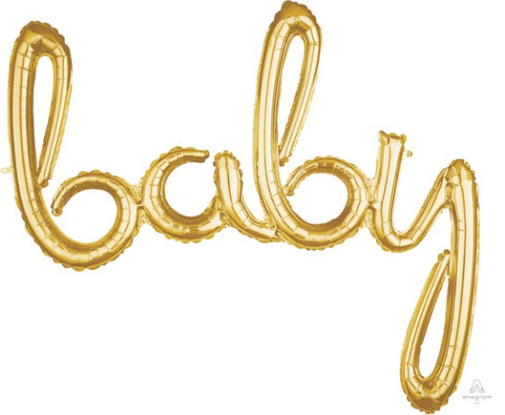 Phrases Baby Script Gold Foil Balloon