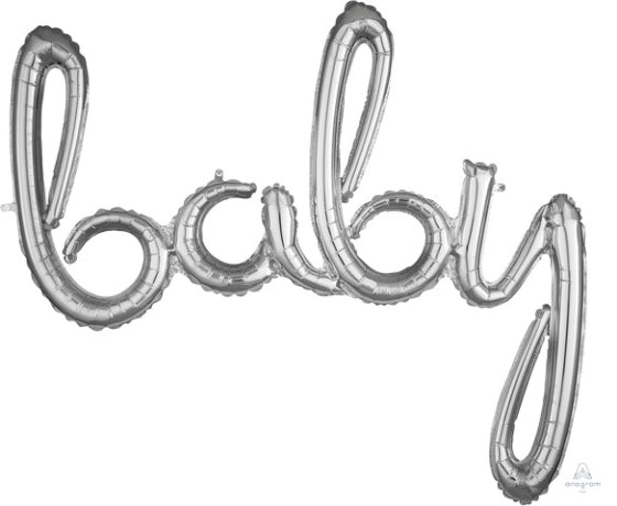Phrases Baby Script Silver Foil Balloon