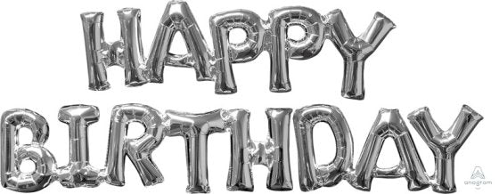 Phrases HAPPY BIRTHDAY Silver Foil Balloon