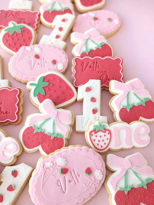 Strawberries With Bow Debosser And Cutter