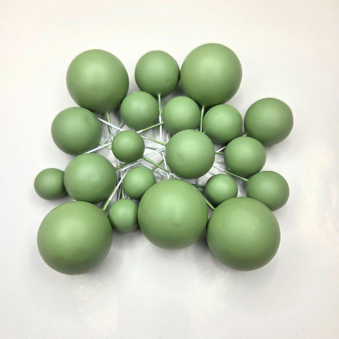 Cake Ball Toppers 20pc Mixed Sizes - Sage Green