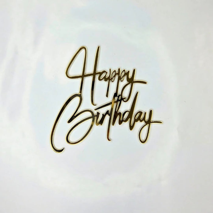 Happy Birthday Gold Acrylic Cake Charm 10cm
