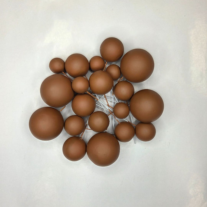 Cake Ball Toppers 20pc Mixed Sizes - Medium Brown