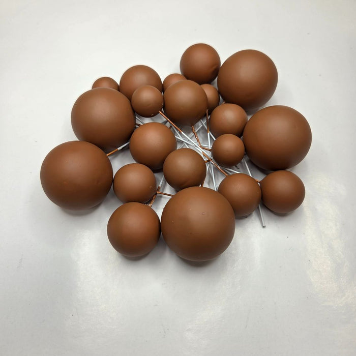Cake Ball Toppers 20pc Mixed Sizes - Medium Brown