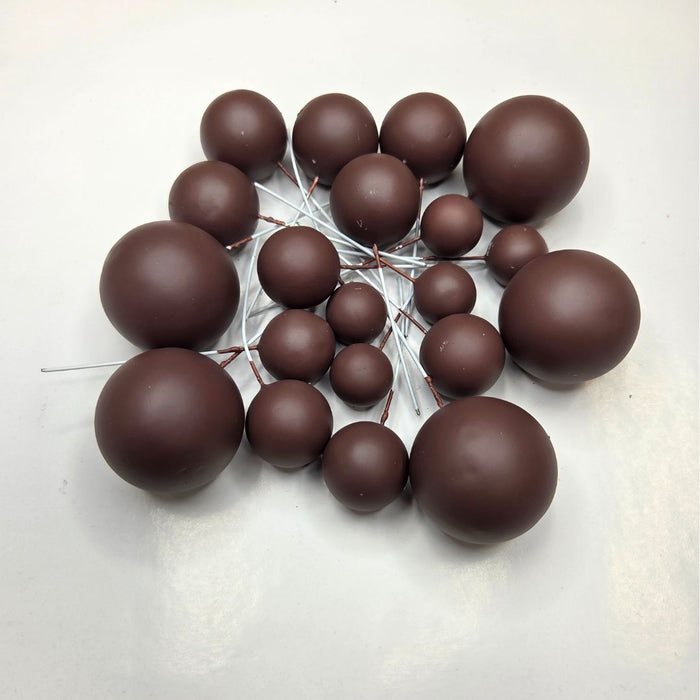 Cake Ball Toppers 20pc Mixed Sizes - Dark Brown