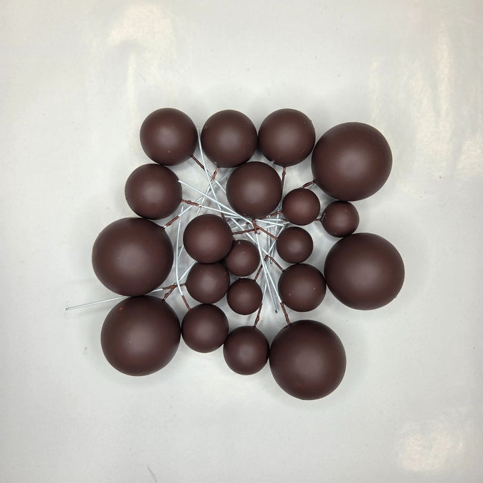 Cake Ball Toppers 20pc Mixed Sizes - Dark Brown