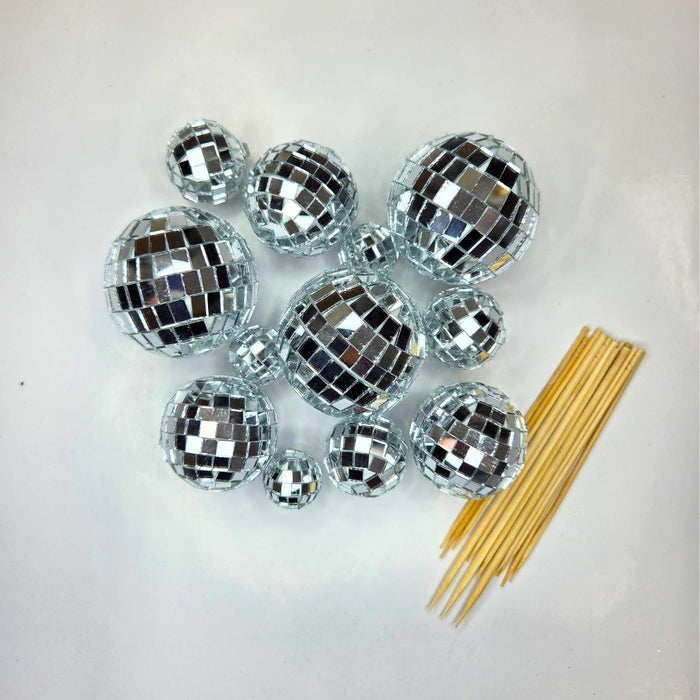 Cake Ball Toppers 12pc Mixed Sizes - Disco Balls