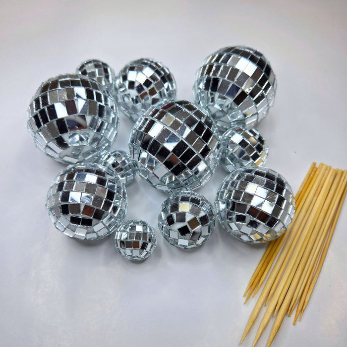 Cake Ball Toppers 12pc Mixed Sizes - Disco Balls