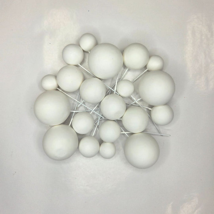 Cake Ball Toppers 20pc Mixed Sizes - White