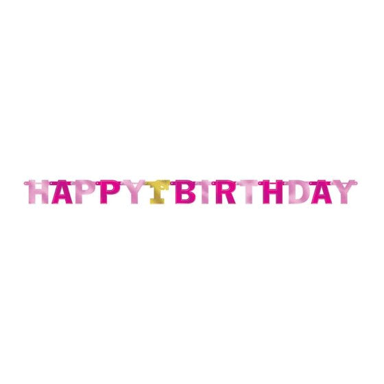 1st Birthday Girl Happy Birthday Jointed Letter Banner Foil