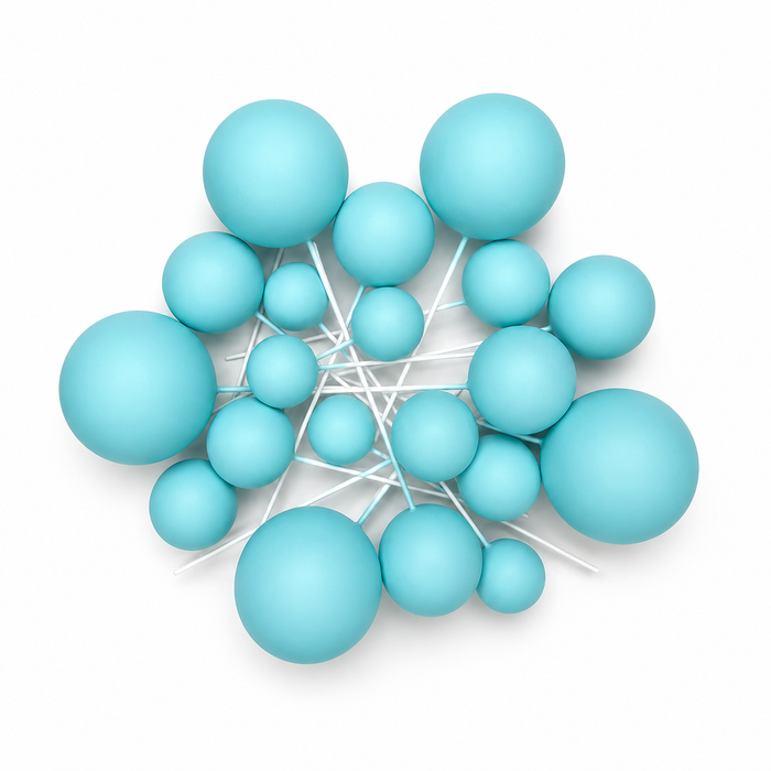 Cake Ball Toppers 20pc Mixed Sizes - Matte Light Tiffany Blue