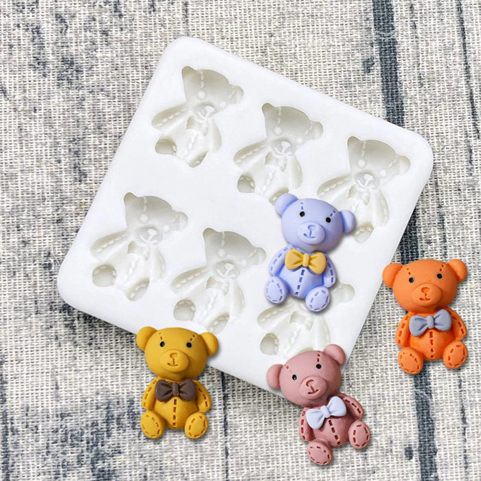 Teddy Bear Silicone Square Mould 6pc Set