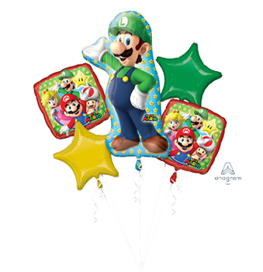 Super Mario Brothers Luigi Foil Balloon Bouquet