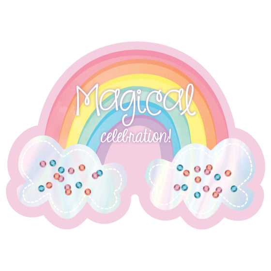 Magical Rainbow Unicorn Birthday Shaped Large Novelty Invitations 8pk