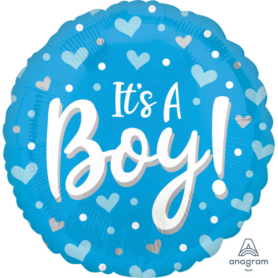 18inch Foil - It's A Boy Blue Hearts