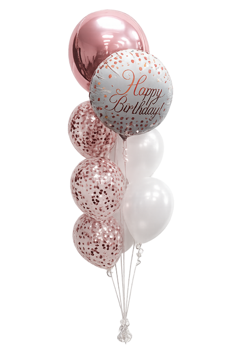 Rose Gold Confetti Orbz Birthday Bouquet