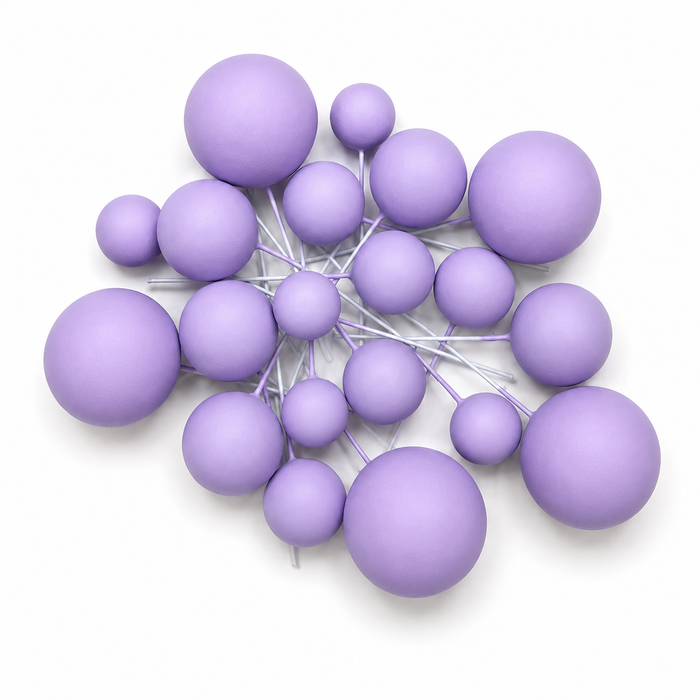 Cake Ball Toppers 20pc Mixed Sizes - Light Purple