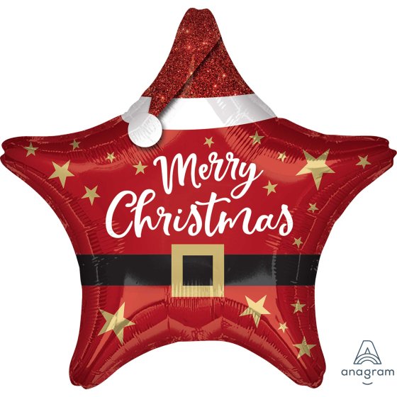 Santa Merry Christmas Star 45cm Standard Foil Balloon