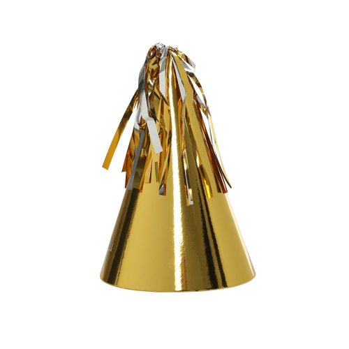 FiveStar Party Hat with Tassel Topper Metallic Gold 10pk