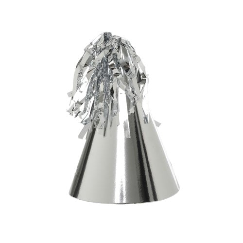 FiveStar Party Hat with Tassel Topper Metallic Silver 10pk