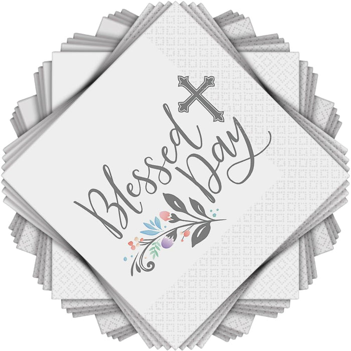 Blessed Holy Day Napkins White 36pk