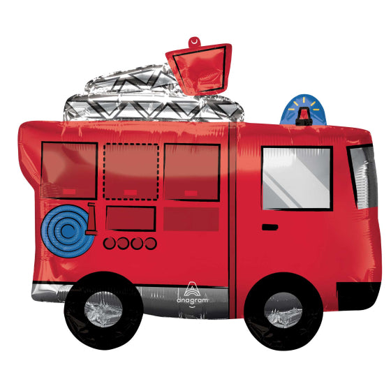 Fire Truck Supershape Foil Balloon