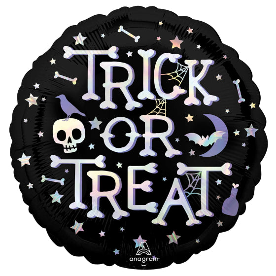 45cm Standard Holographic Iridescent Trick or Treat Foil Balloon