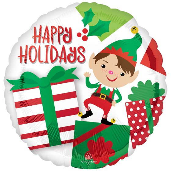 Happy Holidays Adorable Elf Standard 45cm Foil Balloon