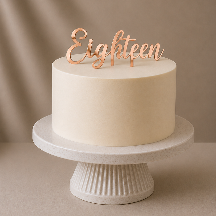 Eighteen Cursive Acrylic Cake Topper