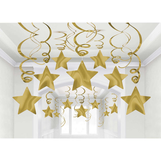 Gold Star Swirl Decoration 30pk