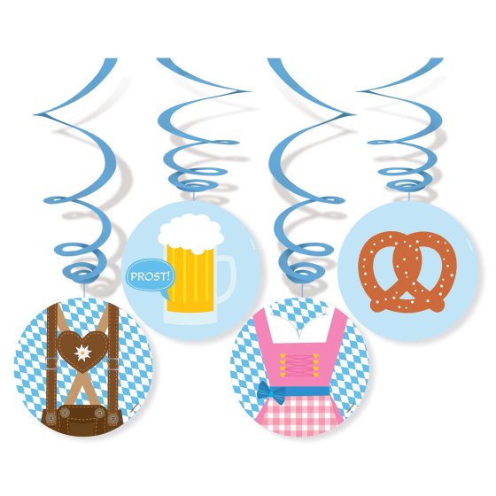 Oktoberfest Hanging Swirl Decorations 4pk