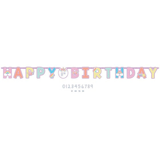 Unicorn Party Jumbo Add-An-Age Letter Banner Happy Birthday
