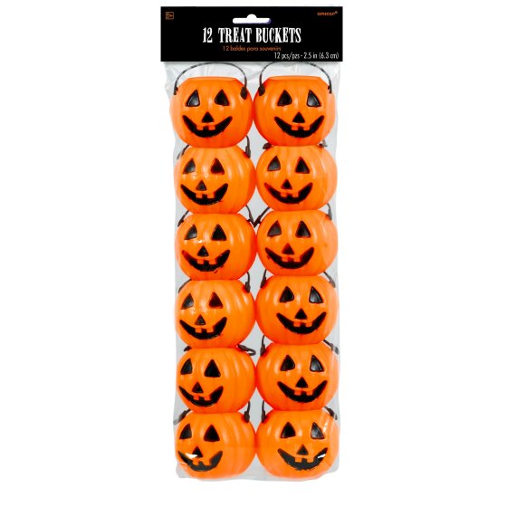 Pumpkin Smiling Treat Pails Plastic 12pk
