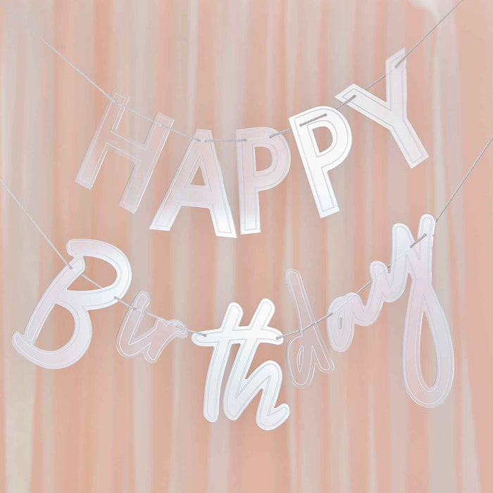 Mix It Up Bunting Happy Birthday Clear & White print Acrylic