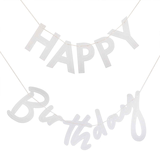 Mix It Up Bunting Happy Birthday Clear & White print Acrylic