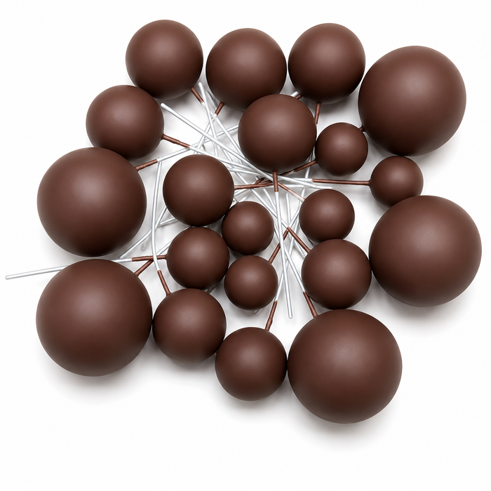Cake Ball Toppers 20pc Mixed Sizes - Dark Brown