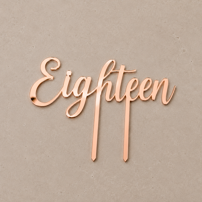 Eighteen Cursive Acrylic Cake Topper