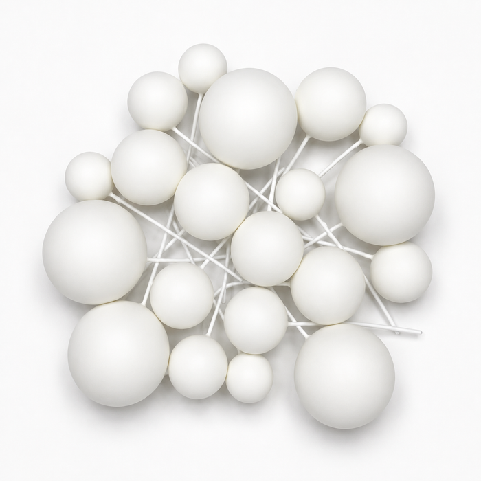 Cake Ball Toppers 20pc Mixed Sizes - White