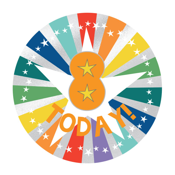 Birthday Badge 8 Today! 6cm