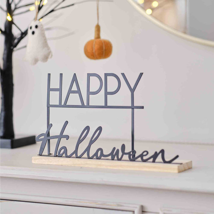 Pumpkin Spice Metal Happy Halloween Sign