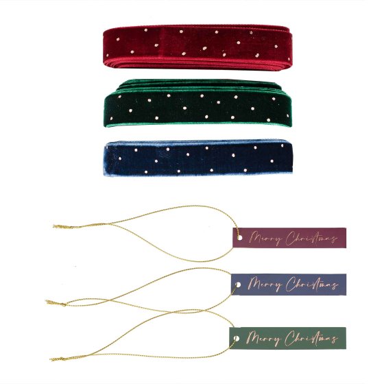 Velvet Luxe Gift Tags and Velvet Ribbon Gift Wrap Set FSC