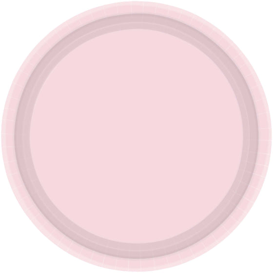 17cm Round Lunch Paper Plate - Pastel Pink 20pk