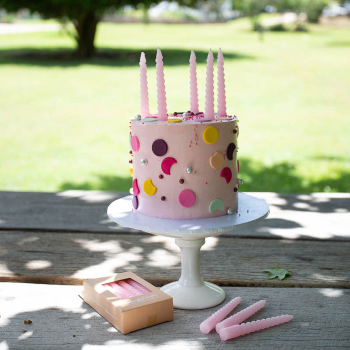 10cm PINK Large Spiral Candles (Pack of 10)