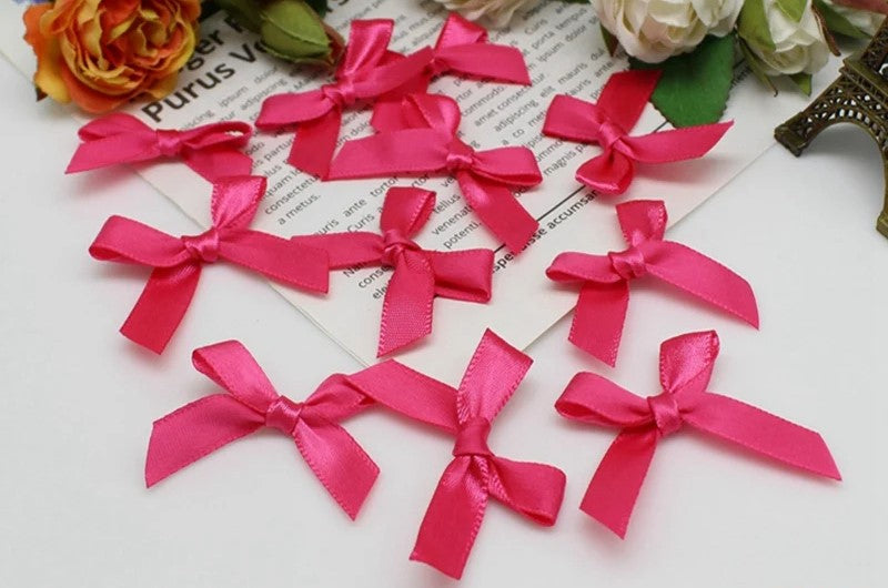 Satin Ribbon Bow 10pk - Hot Pink
