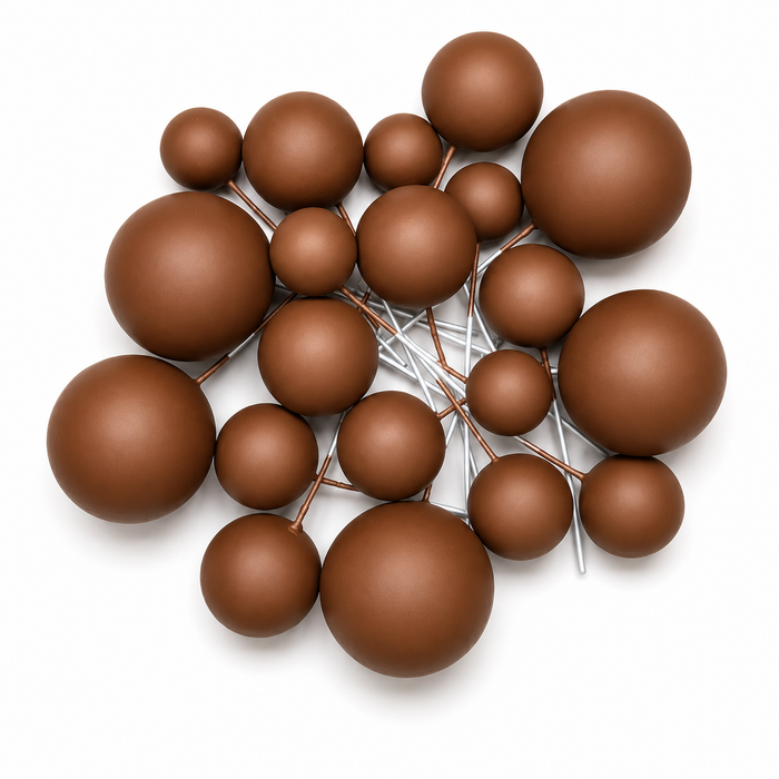 Cake Ball Toppers 20pc Mixed Sizes - Medium Brown